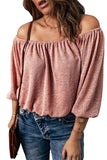 Subtle Jacquard Long Sleeve Off Shoulder Blouse