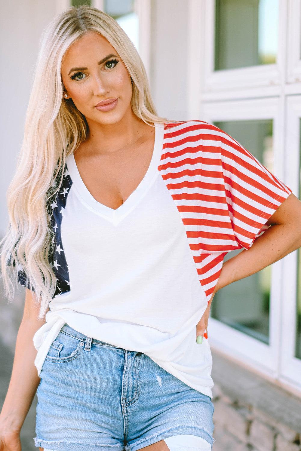 The US Stars and Stripes V Neck Tee