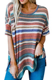 Striped Loose T-shirt with Slits