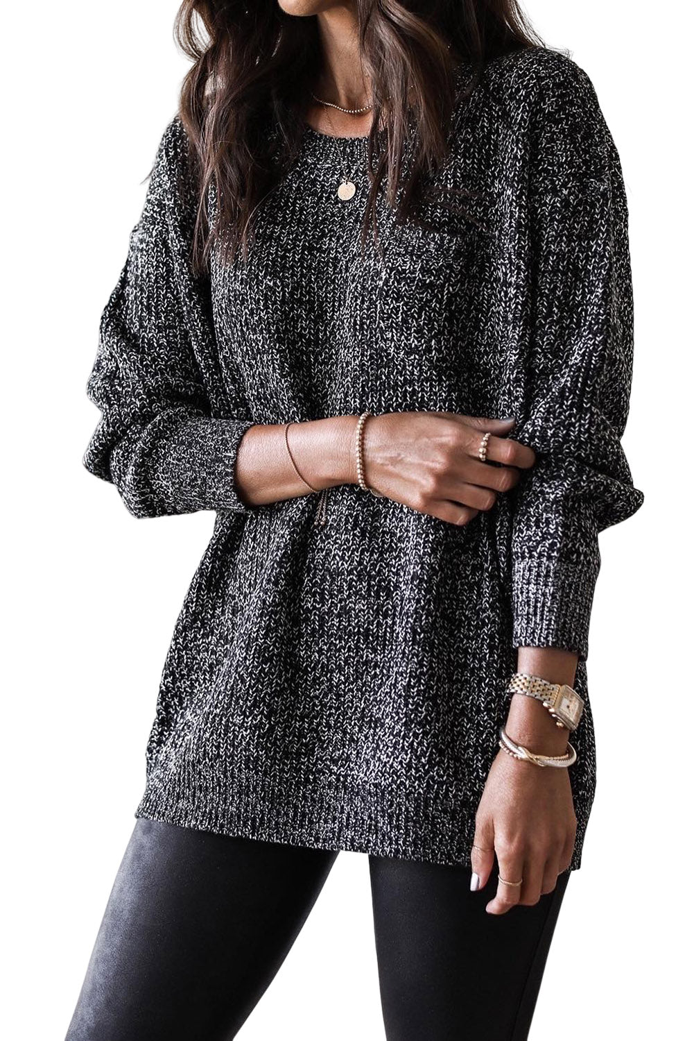 Glittering Long Sleeve Tunic Sweater