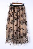 Floral Leaves Embroidered High Waist Maxi Skirt