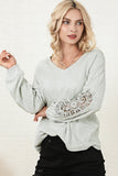 Crochet Lace Patch Raglan Sleeve Top