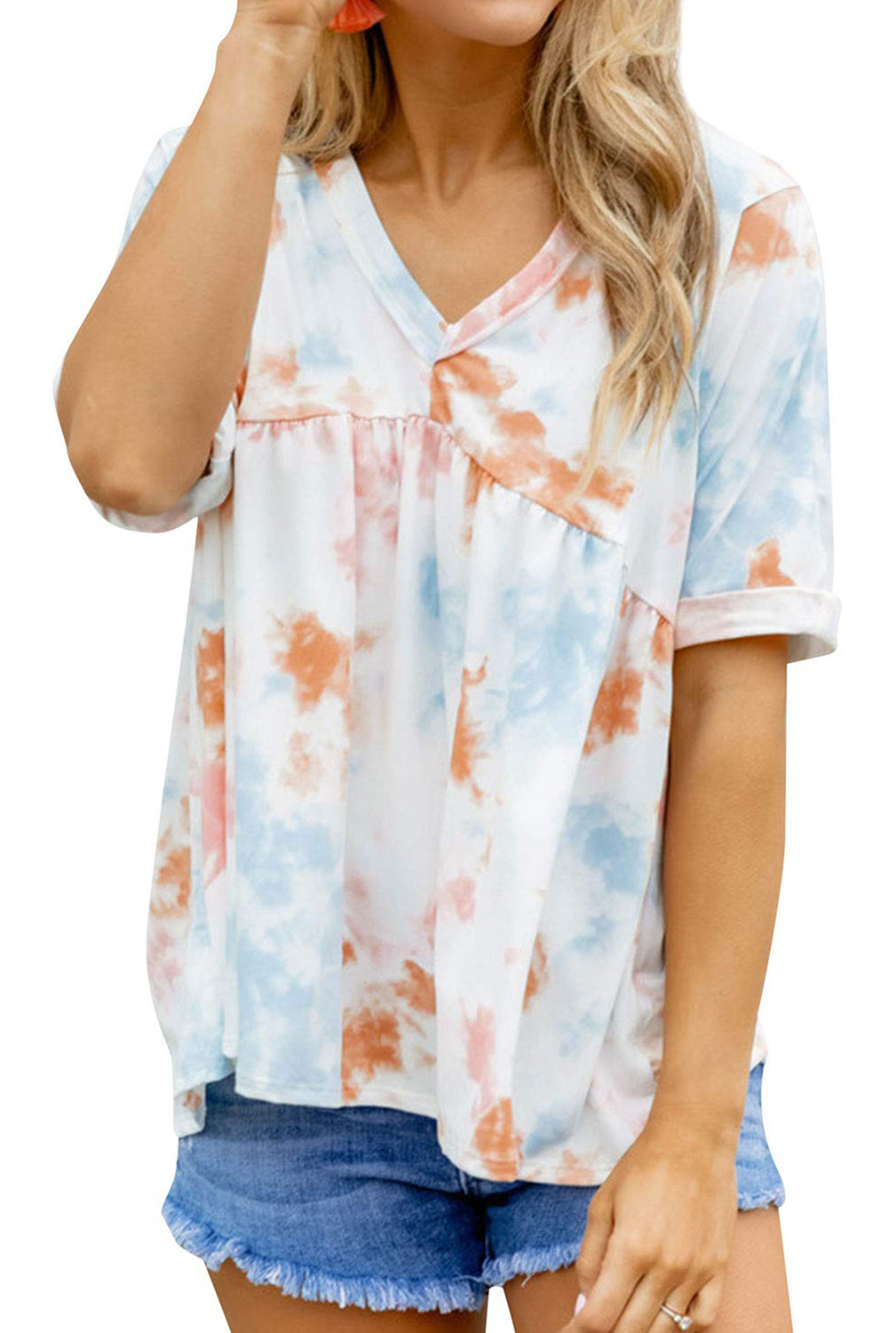 Tie Dye Flowy Short Sleeve Top