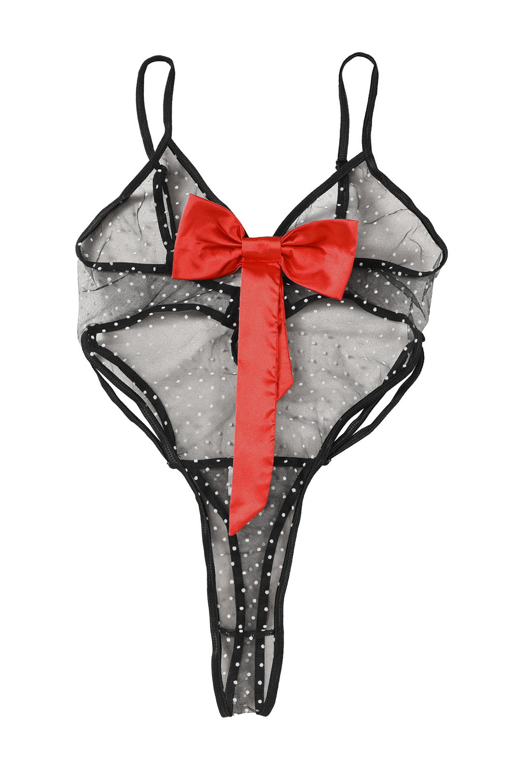 Bow Knot Polka Dot See-through Teddy Lingerie