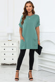 Side Pockets Short Sleeve Tunic Top