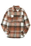 Brown Plaid Flap Pockets Shacket