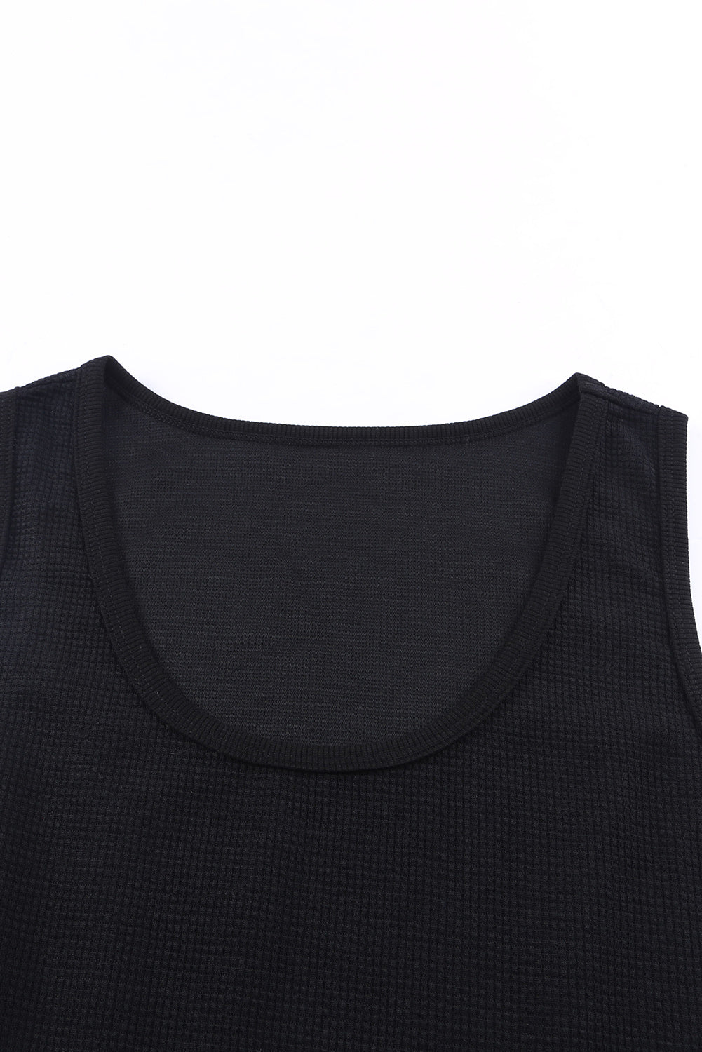 Plain Waffle Knit U Neck Tank Top