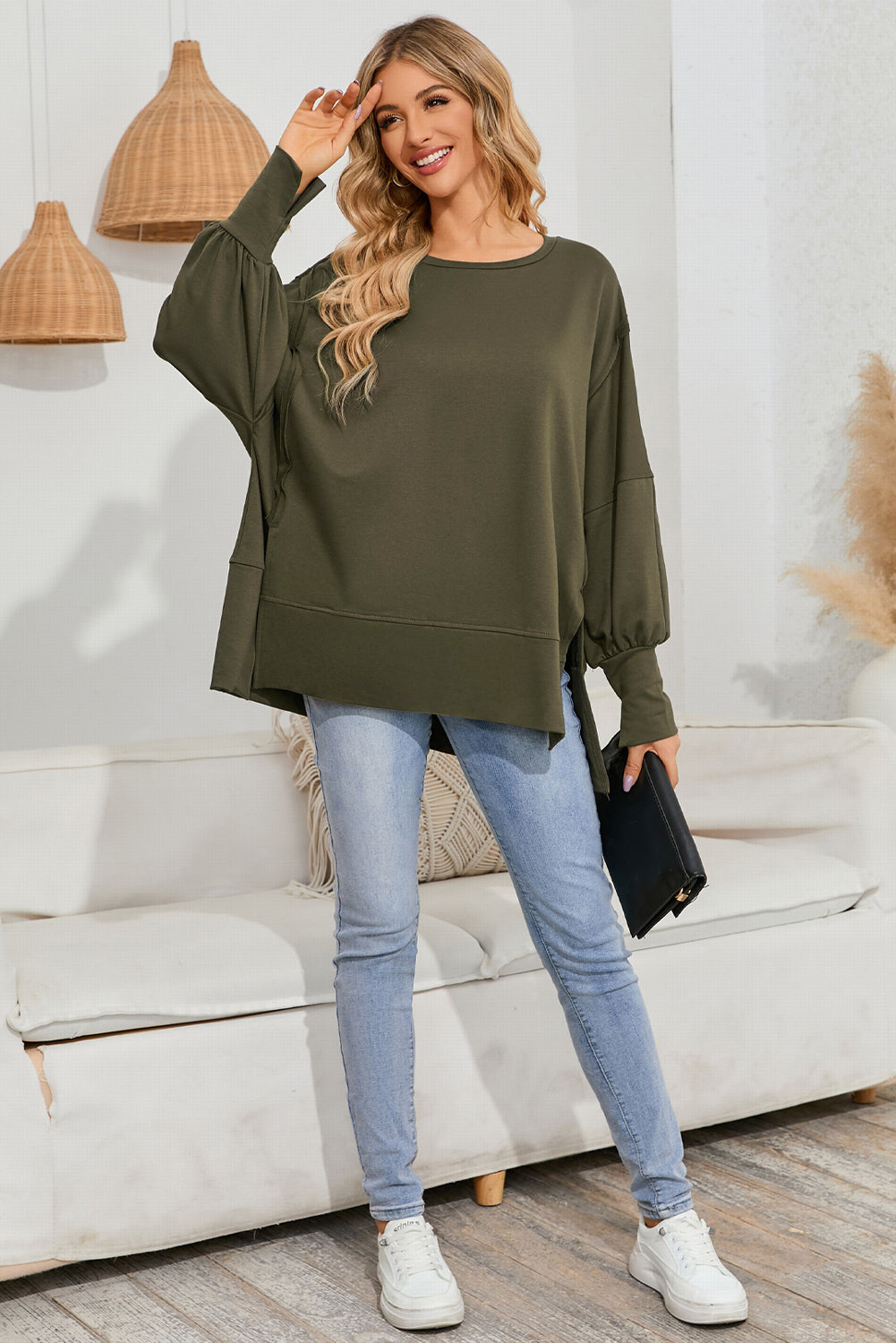 Patchwork Drop Shoulder Oversized Top