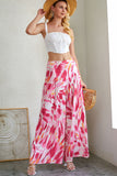 Boho Abstract Floral Print Wide Leg Pants