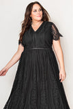 Eyelash Lace Short Sleeve Curvy Maxi Dress