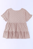 Pink Plus Size Eyelet Pattern Ruffle Sleeve Babydoll Top