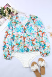 Floral Print Wrap Long Sleeve Bodysuit