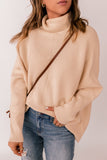 Plain Turtleneck Drop Sleeve Ribbed Sweater