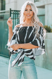 Off The Shoulder Vertical Stripes Blouse in Black