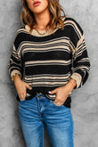 Striped Crew Neck Knit Sweater