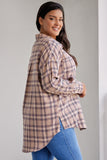 Plus Size Plaid Print Buttoned Oversized Tunic Shirt