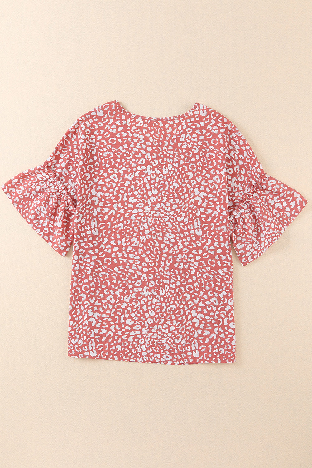 Leopard Spotted Ruffle Sleeve T-Shirt