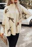 Parchment Lively Cheetah Print High Neck Split Hem Sweater