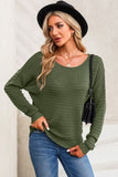 Pull vert à manches chauve-souris et col rond en tricot texturé