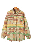 Multicolor Plus Size Flap Pockets Aztec Print Jacket