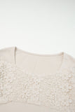 Lace Crochet V Neck Long Sleeve Top