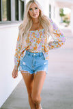 Floral Square Neck Puff Sleeve Babydoll Blouse