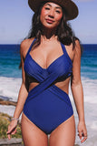 Criss Cross Front Cutout Wrap One Piece Swimsuit