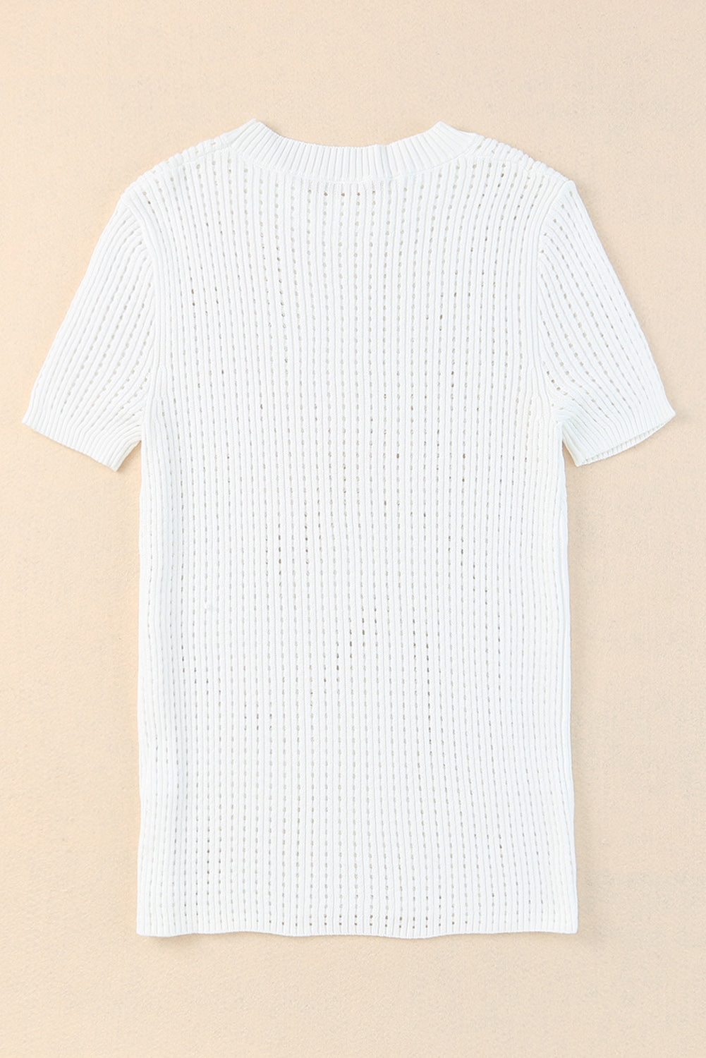 Hollow-out Knitted Short Sleeve T Shirt