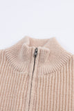 Striped Color Block Knit Zip Collared Sweater