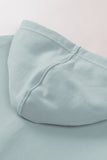 Turquoise Batwing Sleeve Pocketed Henley Hoodie