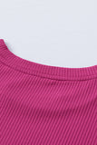 Bubble Half Sleeves Ribbed Knit Top