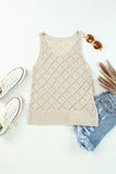 Rhombus Hollow-out Knitted Tank Top