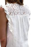 Chemise sans manches texturée au crochet en dentelle florale blanche