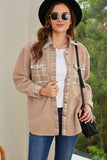 Plaid Patchwork Buttoned Sherpa Shirt Jacket