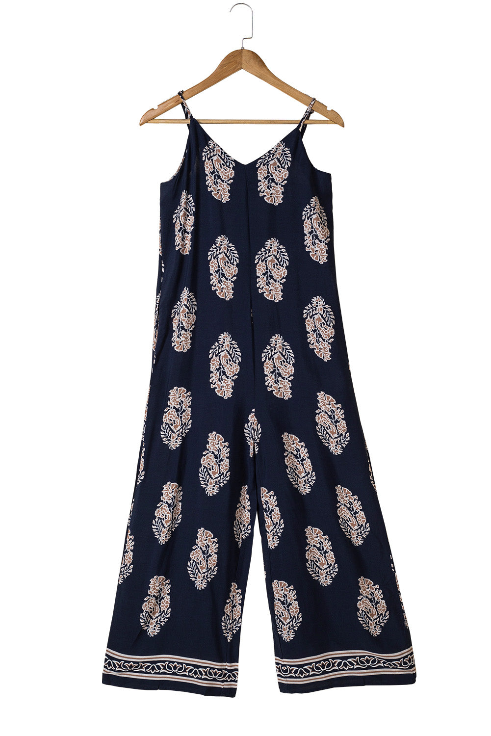 Vintage Printed Spaghetti Strap Wide Leg Jumpsuit