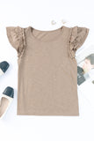 Solid Color Ruffle Sleeve Short Sleeve Top