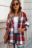 Hooded Plaid Button Front Shacket