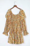 Robe florale jaune à manches longues Boho Paisley