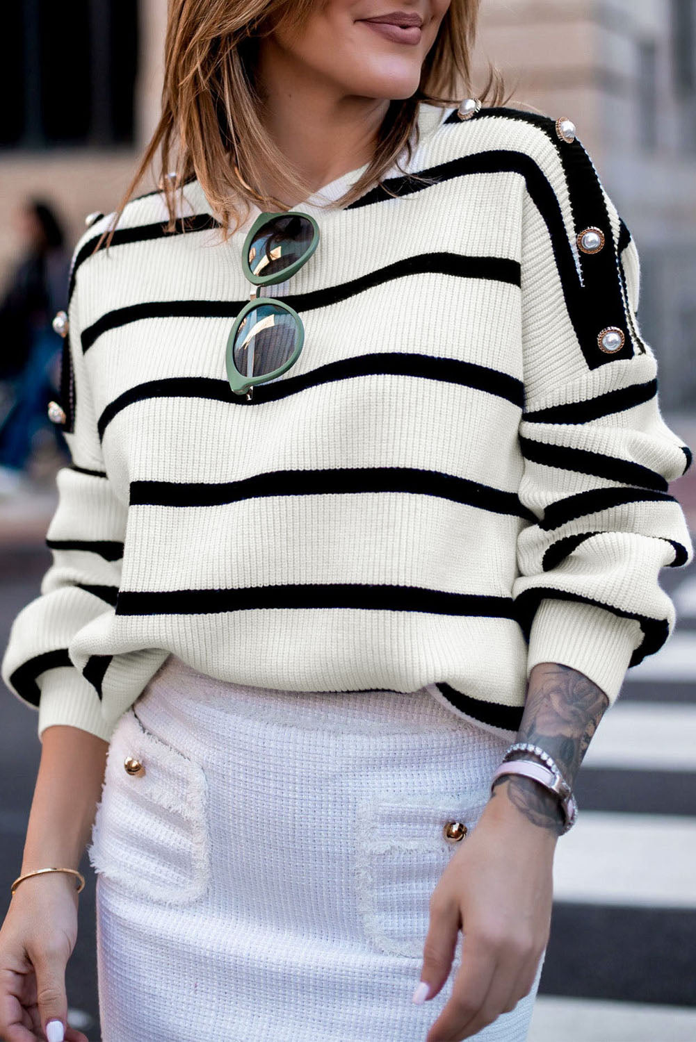 Buttoned Decor Sweater