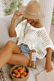 Fishnet Knit Ribbed Round Neck Short Sleeve Sweater Tee