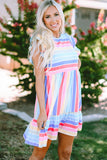 Striped Ruffle Flared Babydoll Dress