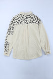 Leopard Print Detail Pocketed Corduroy Jacket