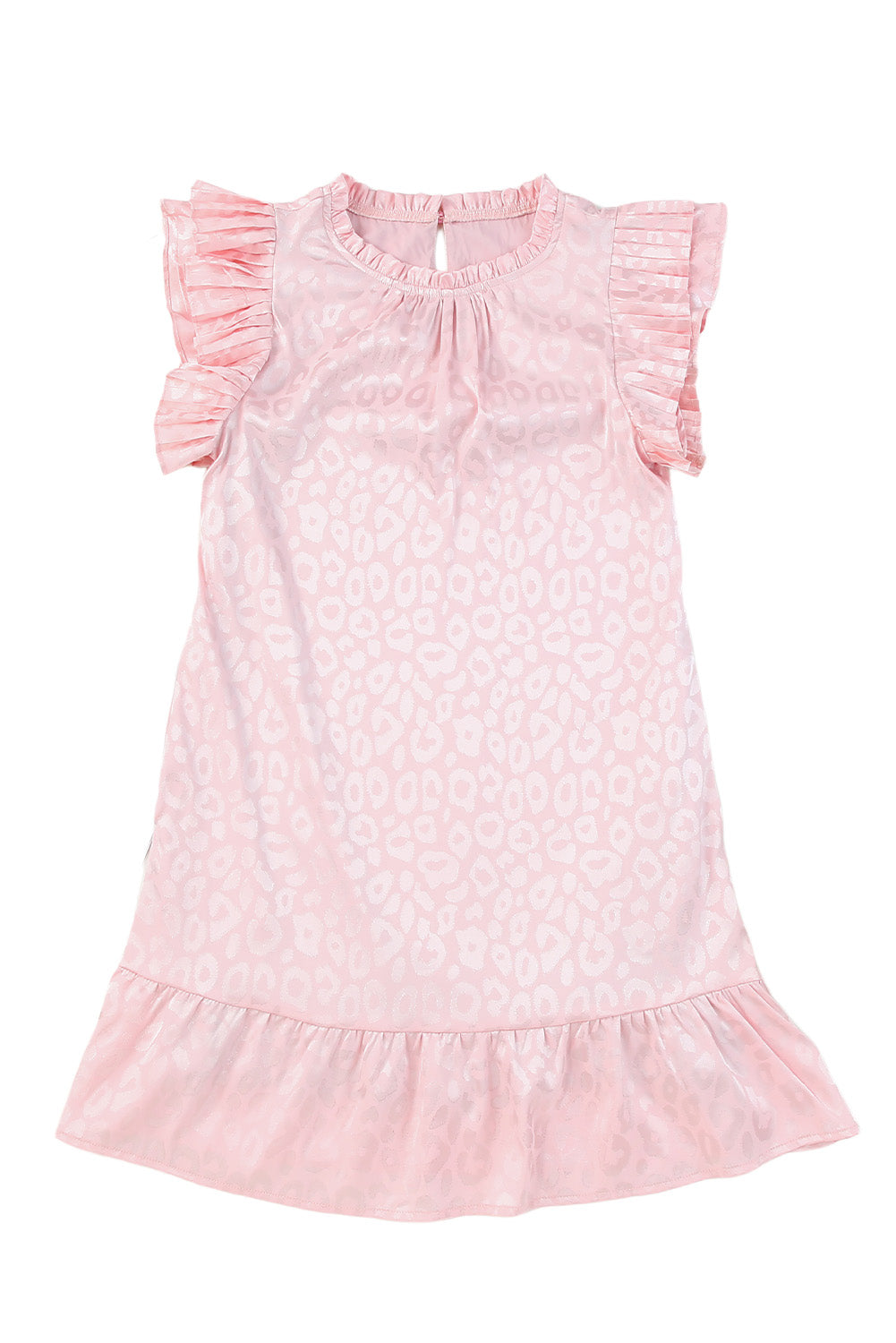 Mini-robe à volants en satin léopard rose