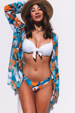 3pcs Tropical Bow Tie Bikini Swimsuit Set