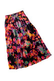 Abstract Floral Print High Waist Maxi Skirt