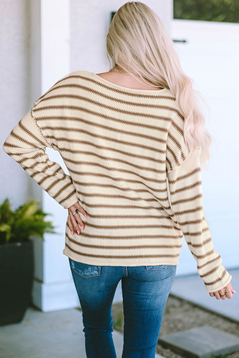 Striped Drop Shoulder Oversized Sweater