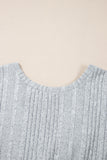 Light Grey Textured Crossover Backless Knit Long Sleeve Top