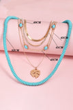 Palm Leaf Beaded Multi-layered Pendant Necklace Set