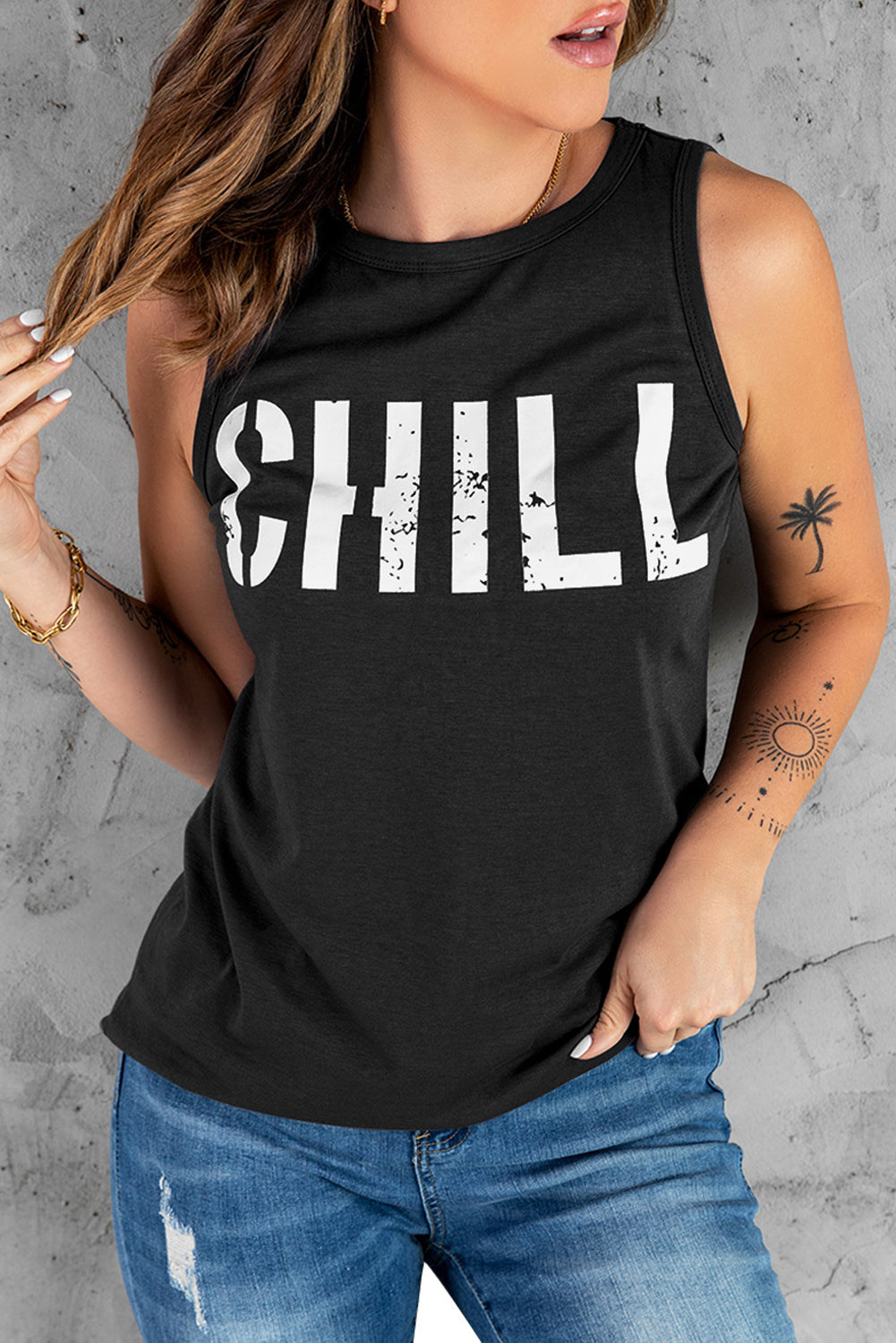 CHILL Graphic Print Tank Top