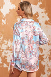 Boho Paisley Print Lantern Sleeve Button-Down Shirt